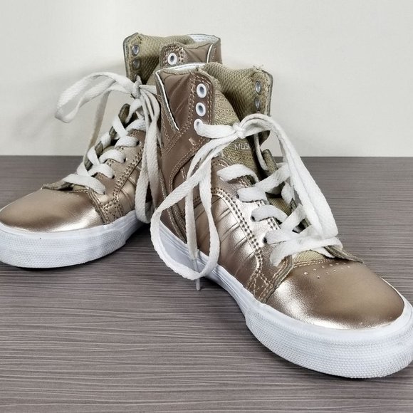 Supra Skytop High Top Sneaker, Rose Gold Leather, Big Kid Size 11 / 29 - Picture 4 of 10